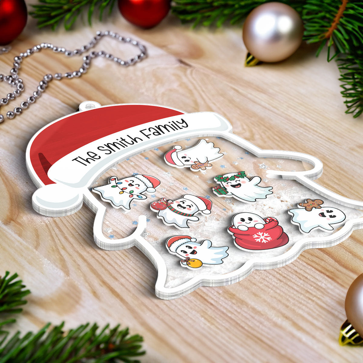 Christmas Ghost Family Personalized Shaker Ornament
