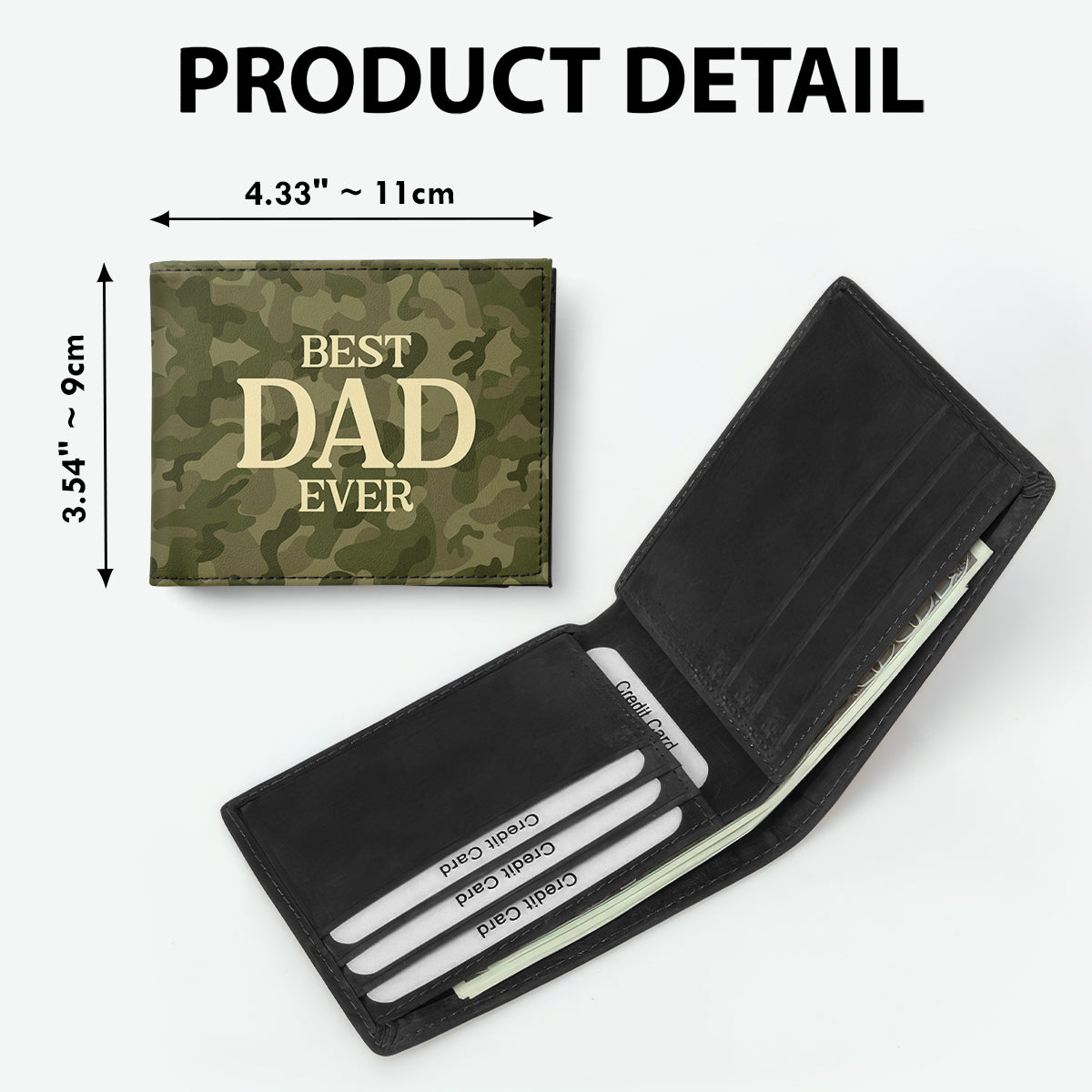 Dad We Love You Back View Man Sitting With Kids Personalized Printed Men‘s Wallet