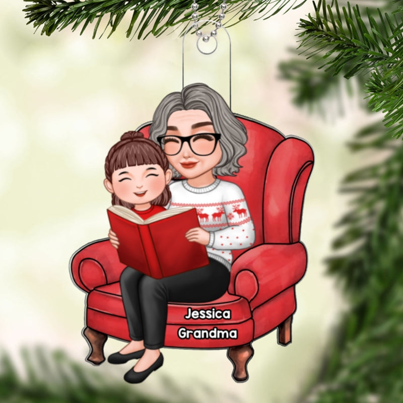 Grandma & Grandkid Telling Stories Christmas Gift For Granddaughter Grandson Personalized Acrylic Ornament