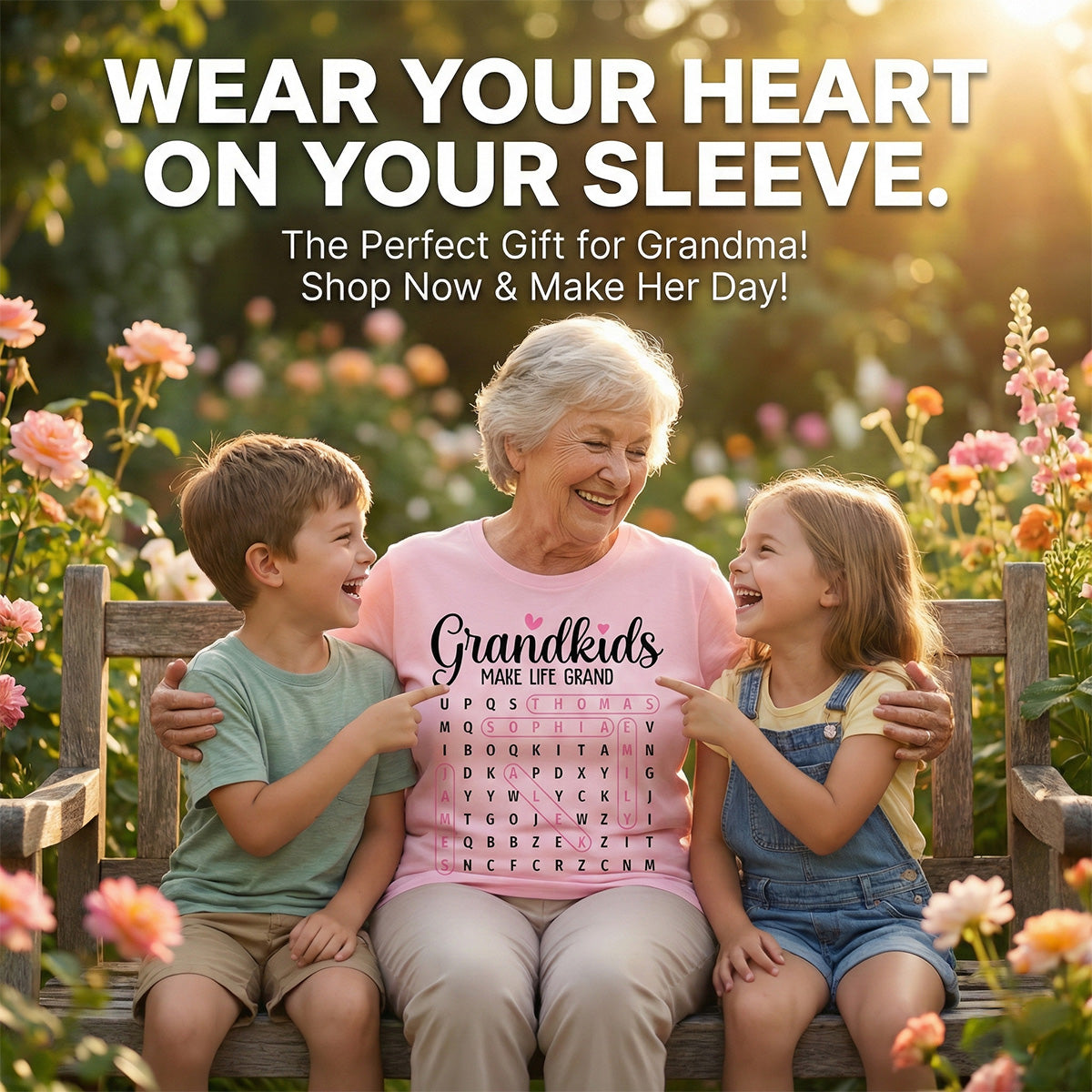 Grandma's Favorite People Word Search Puzzle - Personalized Shirt - Mother's Day Gift For Grandma Mom