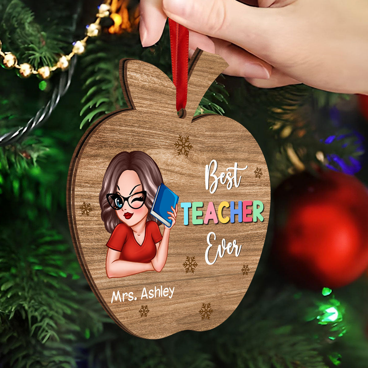 Best Teacher Ever Gift Card Holder Ornament, Personalized Christmas Ornament, Christmas Gift For Teachers, Thank You Gift, Appreciation Gift
