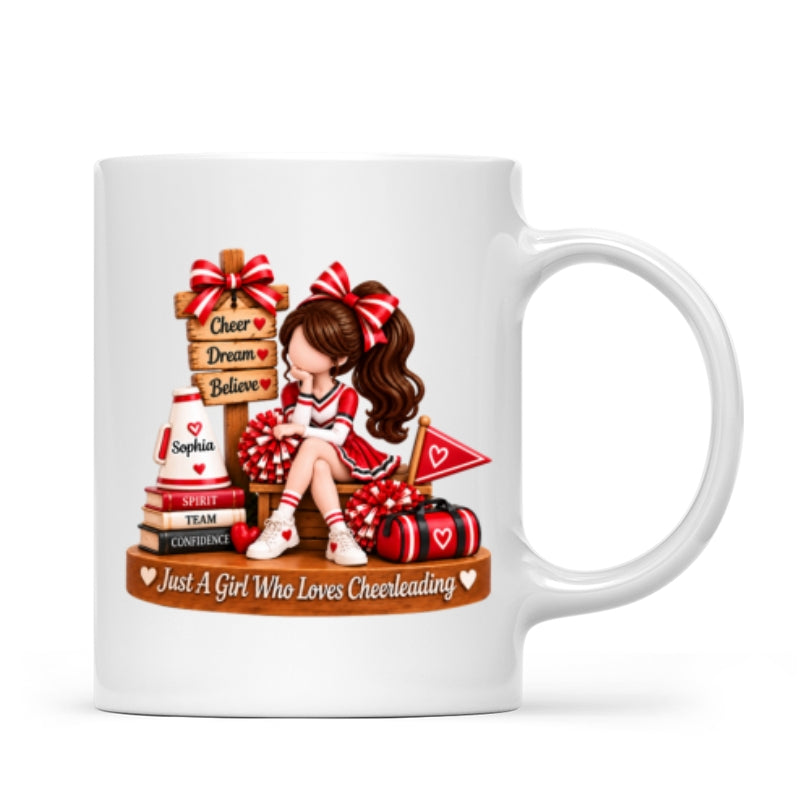 Just a Girl Who Loves Cheerleading - Personalized Mug - Christmas Gift for Daughter, Granddaughter