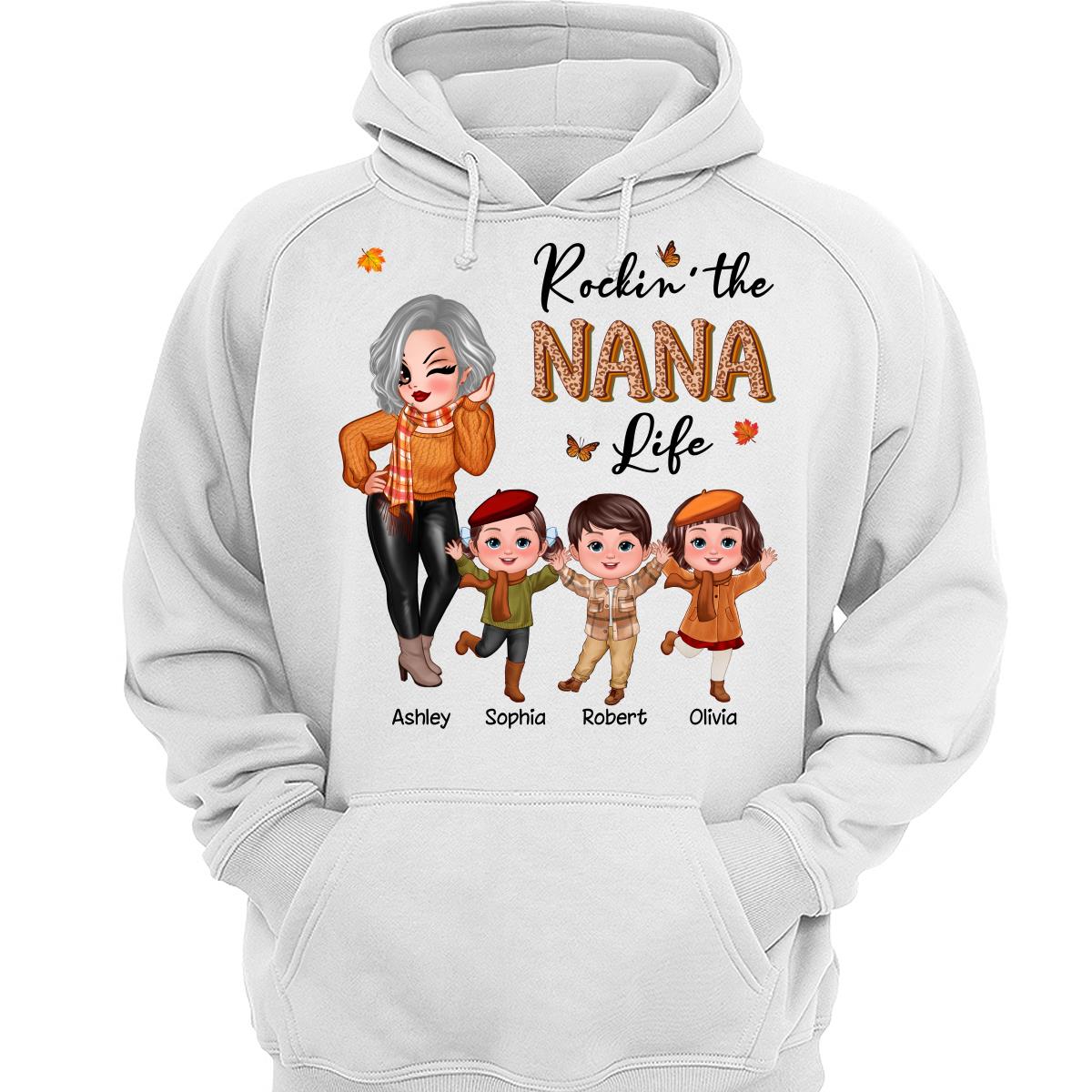 Rockin‘ Nana Life Fall Season Happy Doll Kids Personalized Shirt
