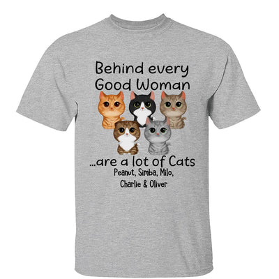 Behind Every Good Woman Are Watercolor Cute Cats Personalized Shirt