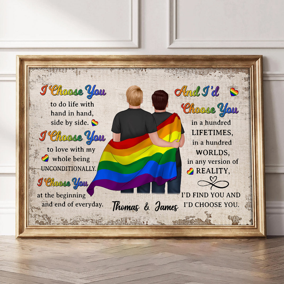 LGBTQ+ Couple I Choose You Pride Month Personalized Poster, Gift For Couple