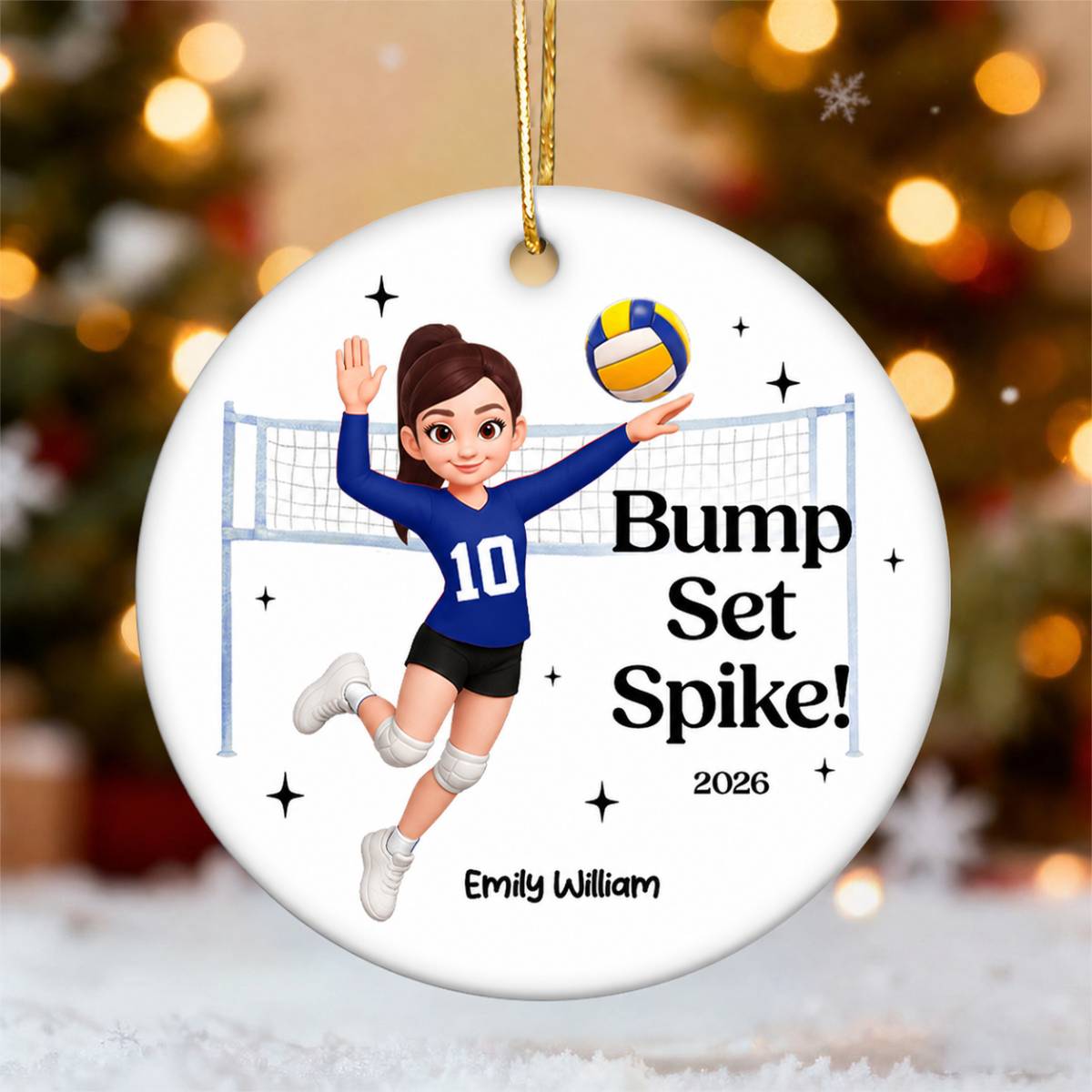 Love At First Spike Volleyball Player - Personalized Ceramic Ornament - Christmas Gift For Volleyball Players