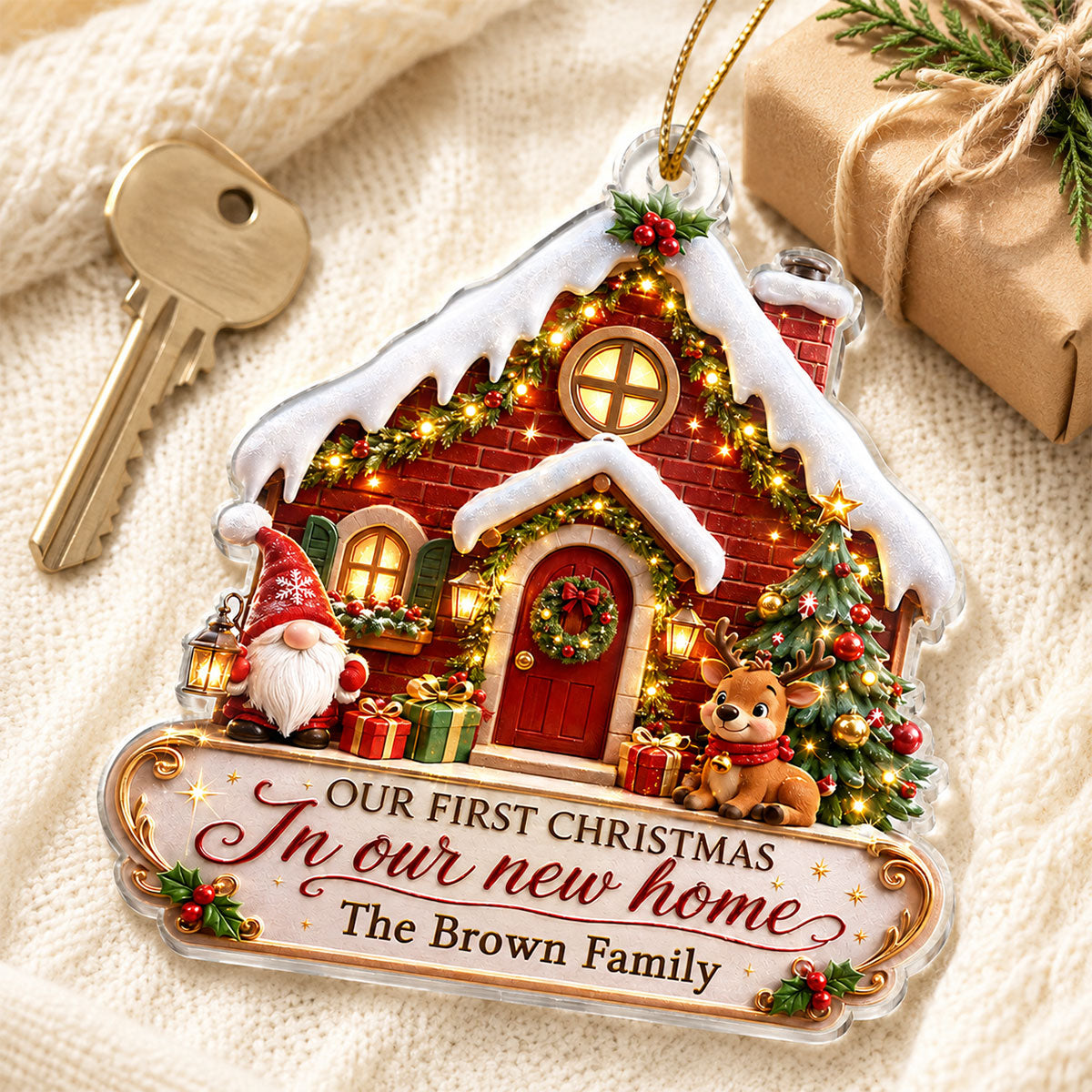 First Christmas in Our New Home - Personalized Acrylic Ornament - Housewarming Gift, New Home Decor
