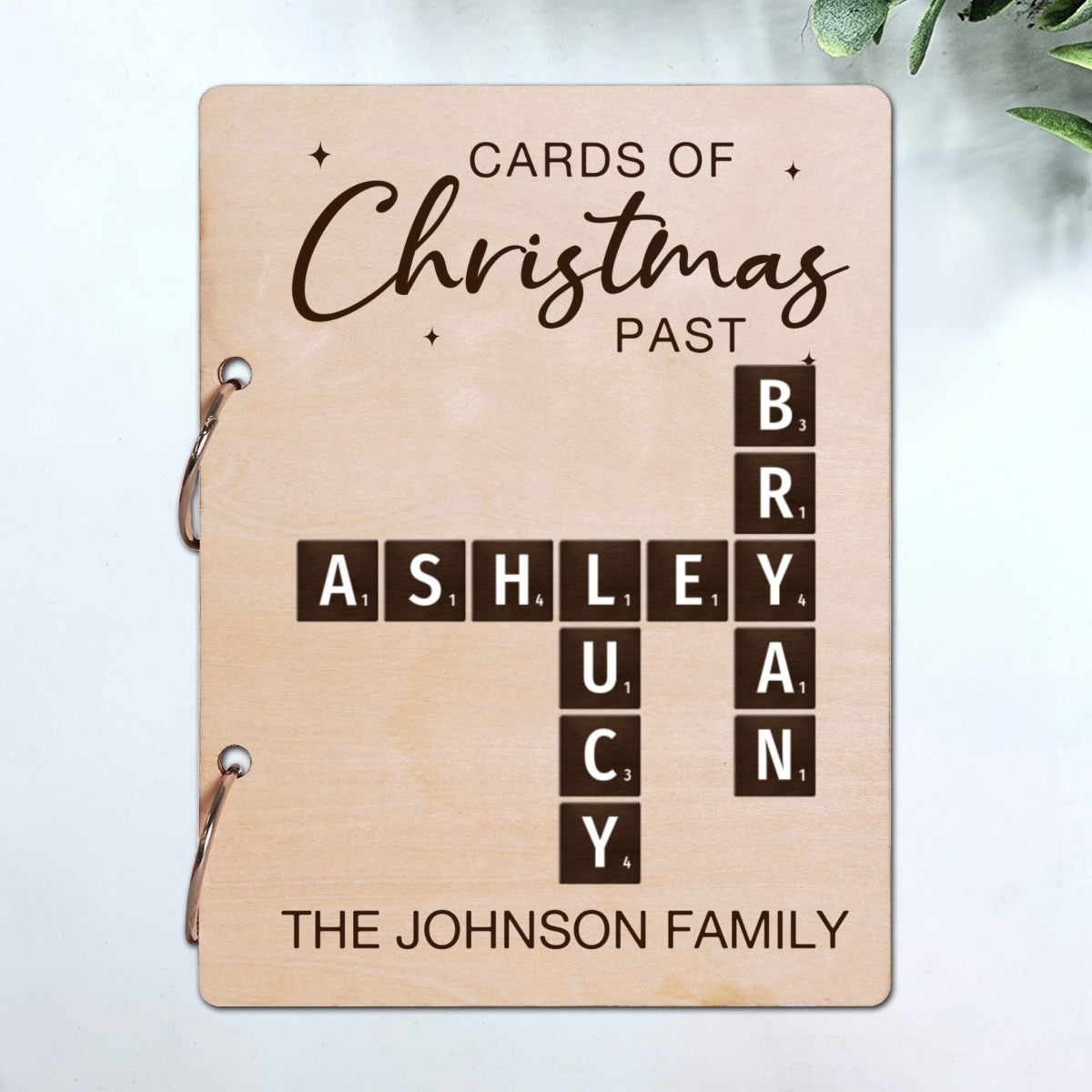 Cards Of Christmas Past Family Crossword Puzzle Art Personalized Christmas Card Keeper, Cards Keepsake, Card Storage
