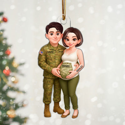 Expecting Army Parents - Personalized Acrylic Ornament - Special Gift for Expecting Parents, for Him, for Her