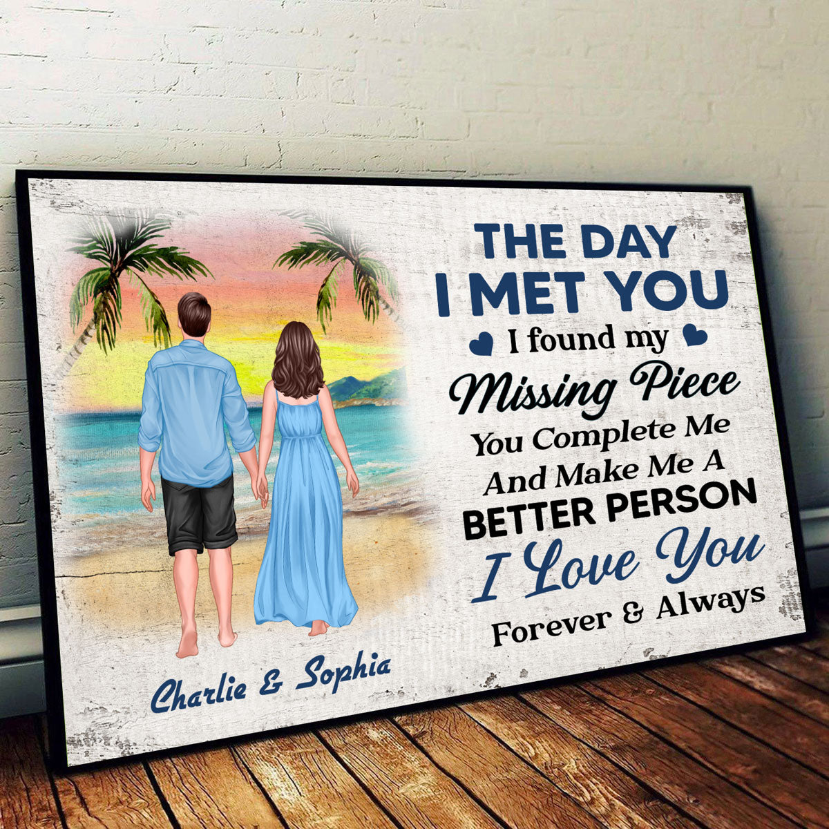 Summer Standing Couple Back View Personalized Horizontal Poster