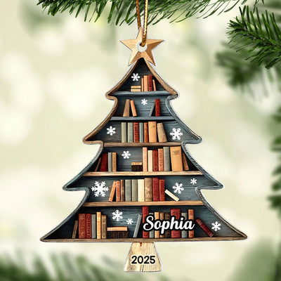 Christmas Book Tree - Personalized Acrylic Ornament - Christmas Gift For Book Lovers