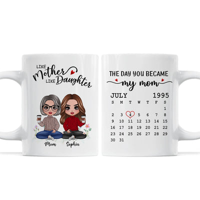 Doll Like Mother Daughter The Day You Became My Mom Calendar Date Mother‘s Day Gift For Mom Personalized Mug