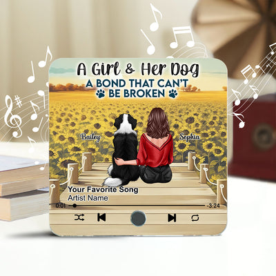 A Girl And Her Dog Personalized Music Fridge Magnet, Heartfelt Gift For Her, For Dog Lovers