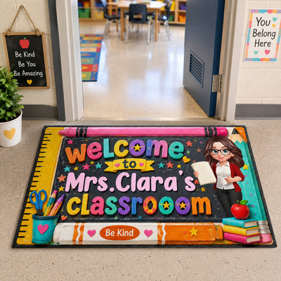 Be Kind Warm Welcome Teacher - Personalized Doormat - Back To School Gift For Teacher, Classroom Decor