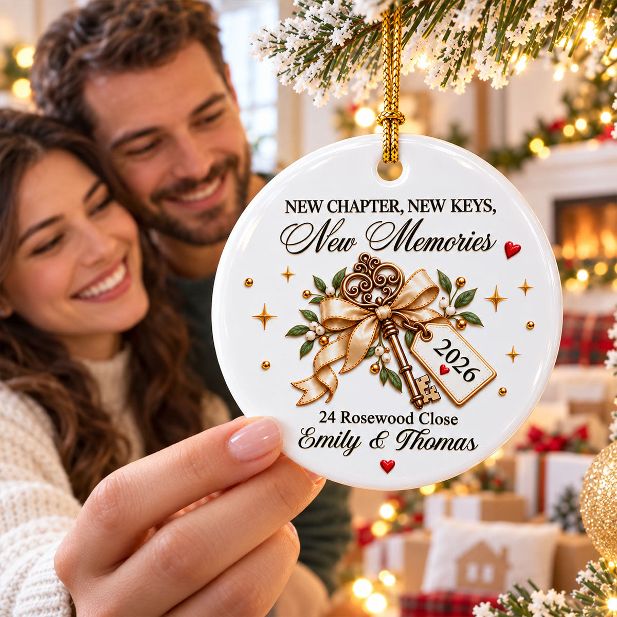 Trending New Home - Personalized Ceramic Ornament - New House Congratulations, Christmas Keepsake For Friends, Family