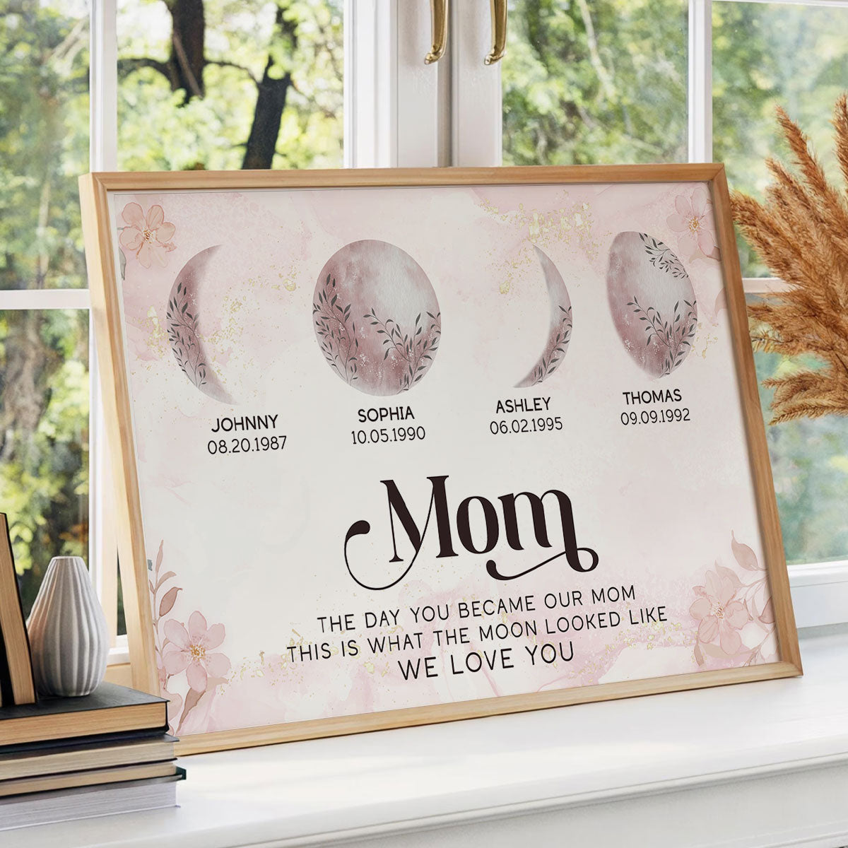 This Is What The Moon Looked Like The Day You Became Mom Grandma Custom Birth Moon Phase Personalized Poster