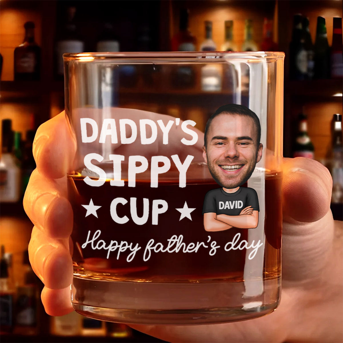 Daddy's Sippy Cup Happy Father's Day Personalized Whiskey Glass, Gift For Dad