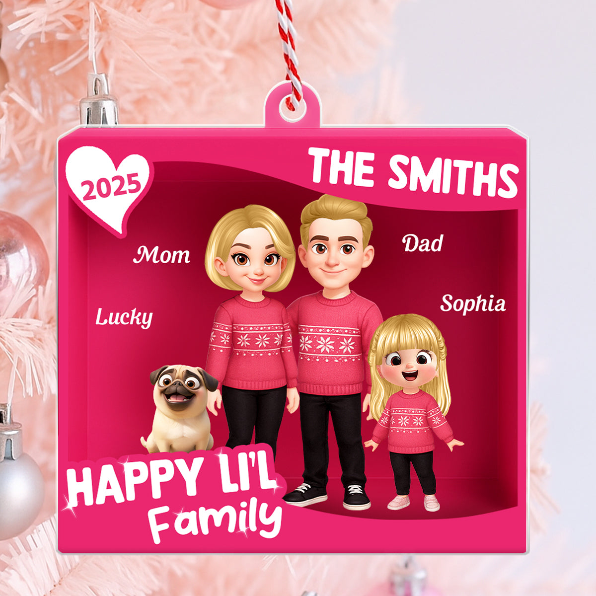 Family 3D Action Figure Toy Box - Personalized Acrylic Ornament - Christmas Gift For Family, Husband, Wife
