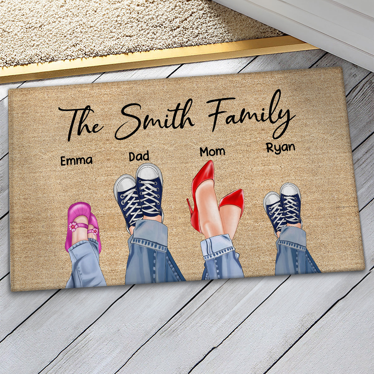 Family Shoes Housewarming Personalized Doormat