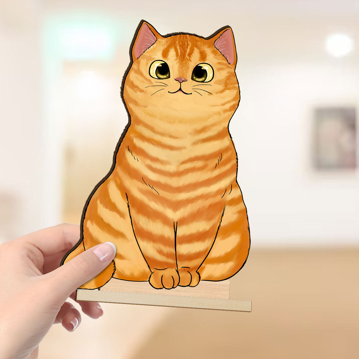 Cute Fluffy Cats Home Decor Gift For Cat Lover Personalized Standing Wooden Plaque