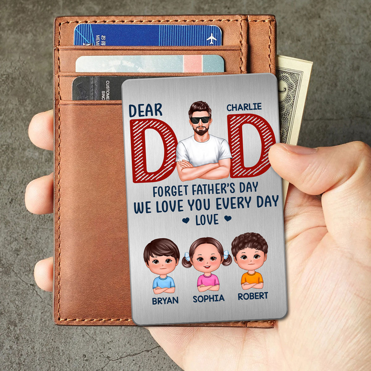 Dad Forget Father‘s Day Personalized Metal Wallet Card