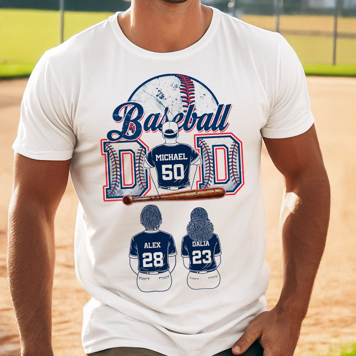 Baseball Dad And Kids Retro Personalized Shirt, Father's Day gift