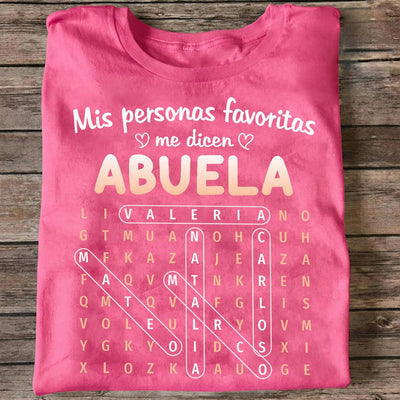 My Favorite People Call Me Abuela Word Search Puzzle - Personalized Shirt - Mother's Day Gift for Spanish Grandma