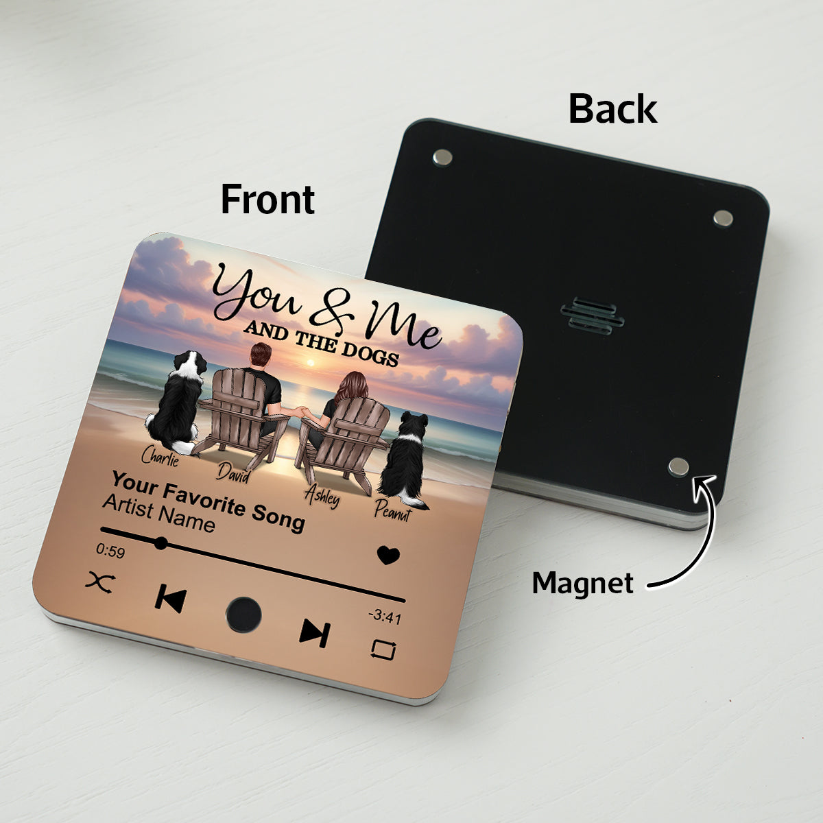 Couple You Me And The Dogs Cats Personalized Music Fridge Magnet, Heartfelt 2025  Gift For Couple, Dog Lovers, Cat Lovers, Pet Lovers