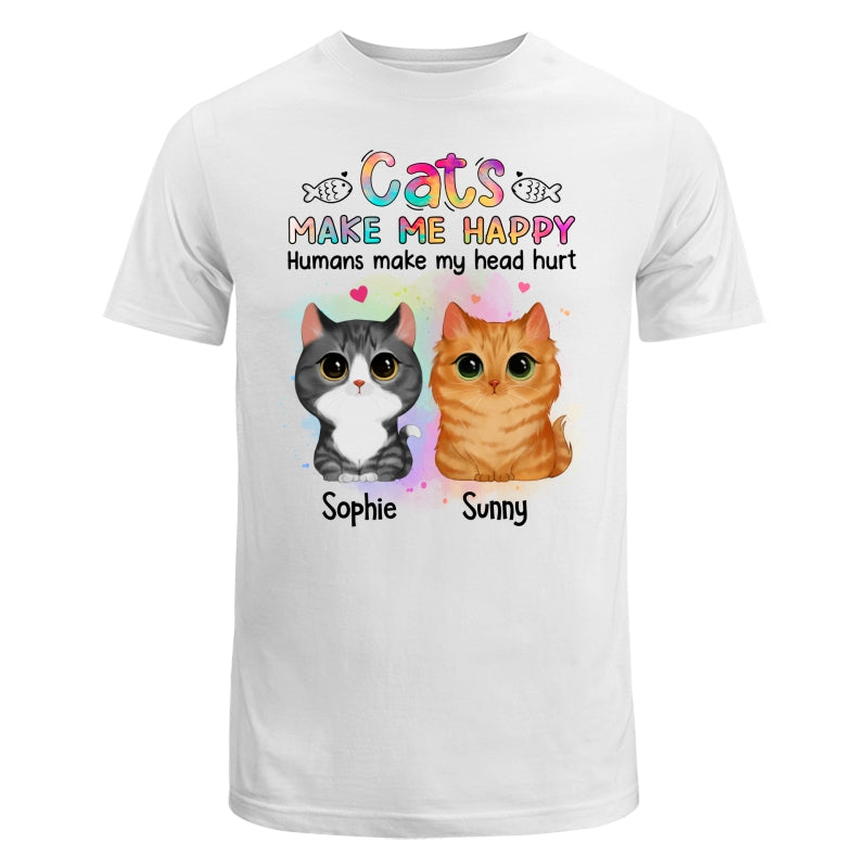 Watercolor Cute Cats Make Me Happy Humans Make My Head Hurt Personalized Shirt