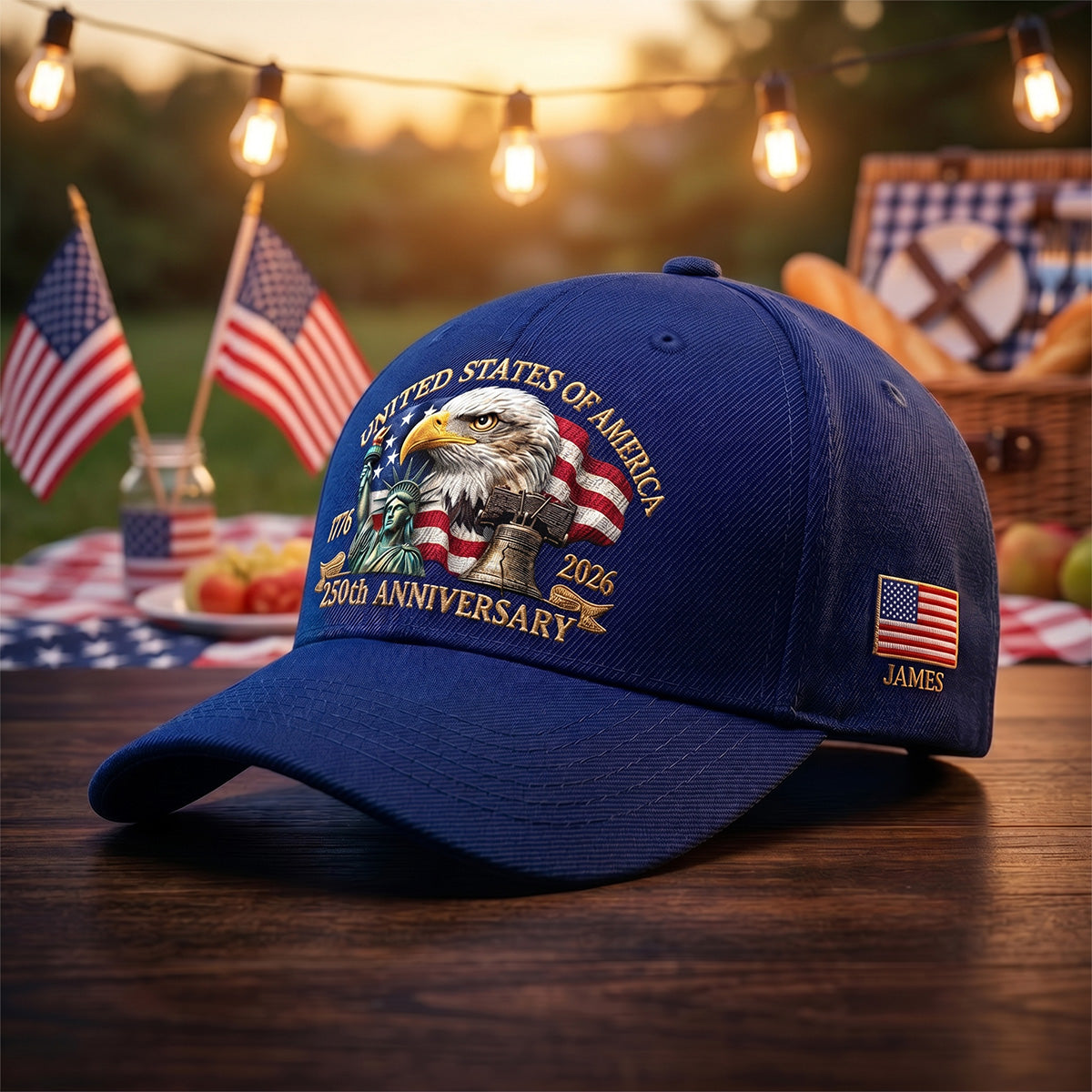 United States 250th Anniversary Eagle Liberty & Bell Printed - Personalized Classic Cap