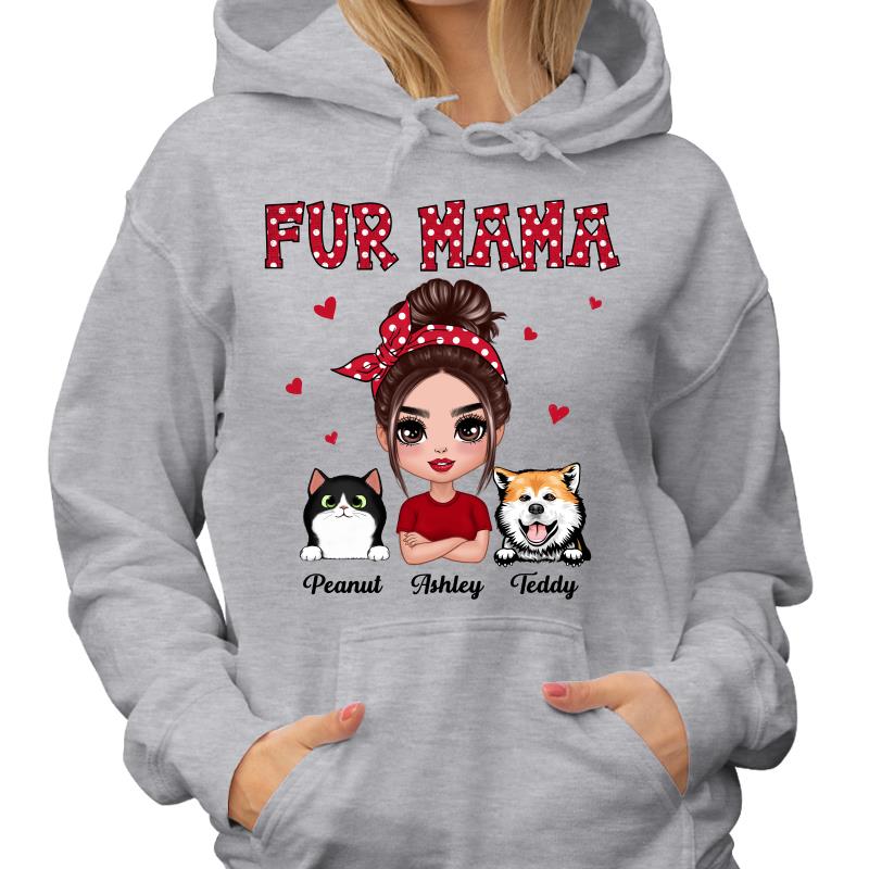 Polka Dot Pattern Dog Cat Mom Fur Mama Personalized Shirt