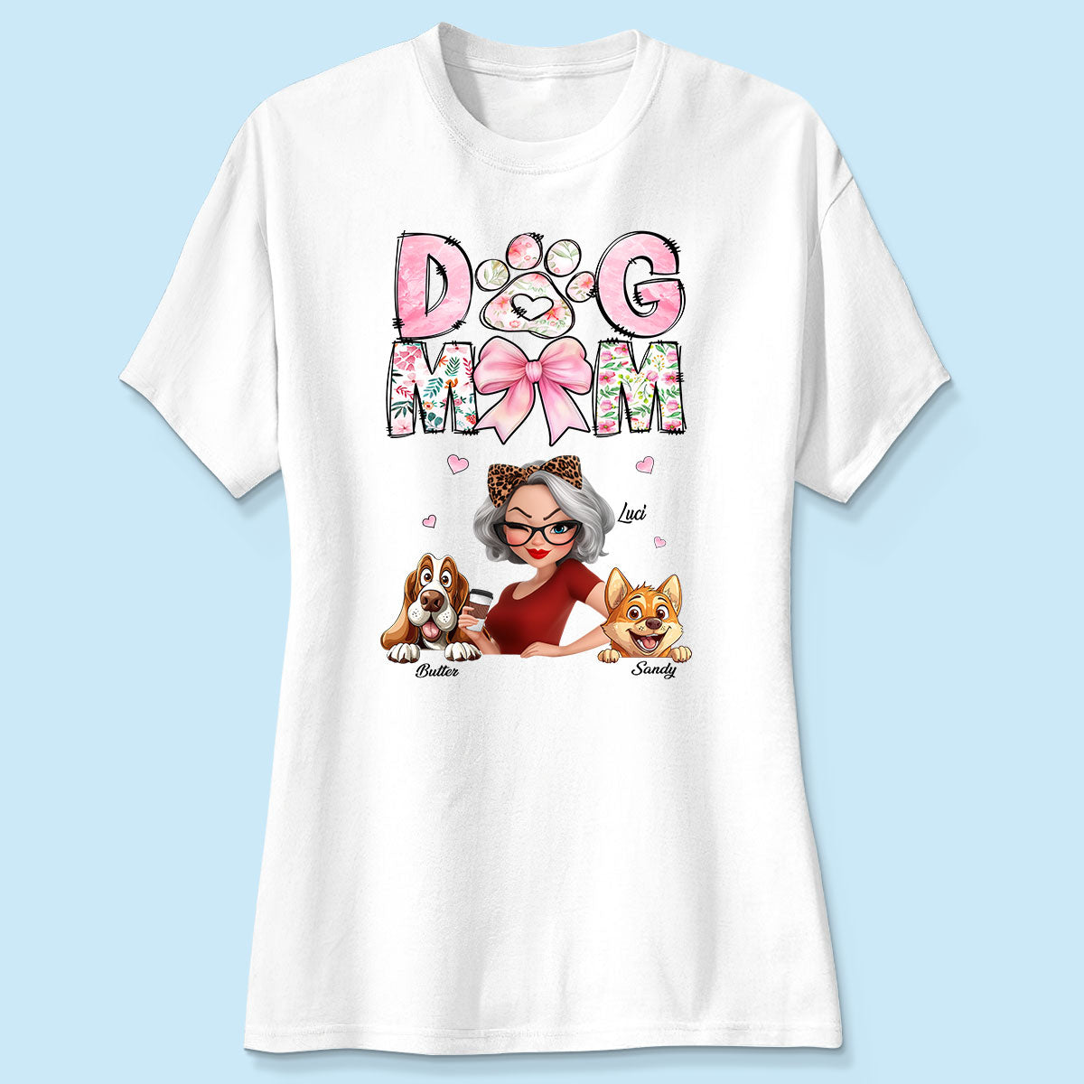 Dog Mom Cartoon Style Woman And Dogs Personalized Shirt, Gift for Dog Lovers