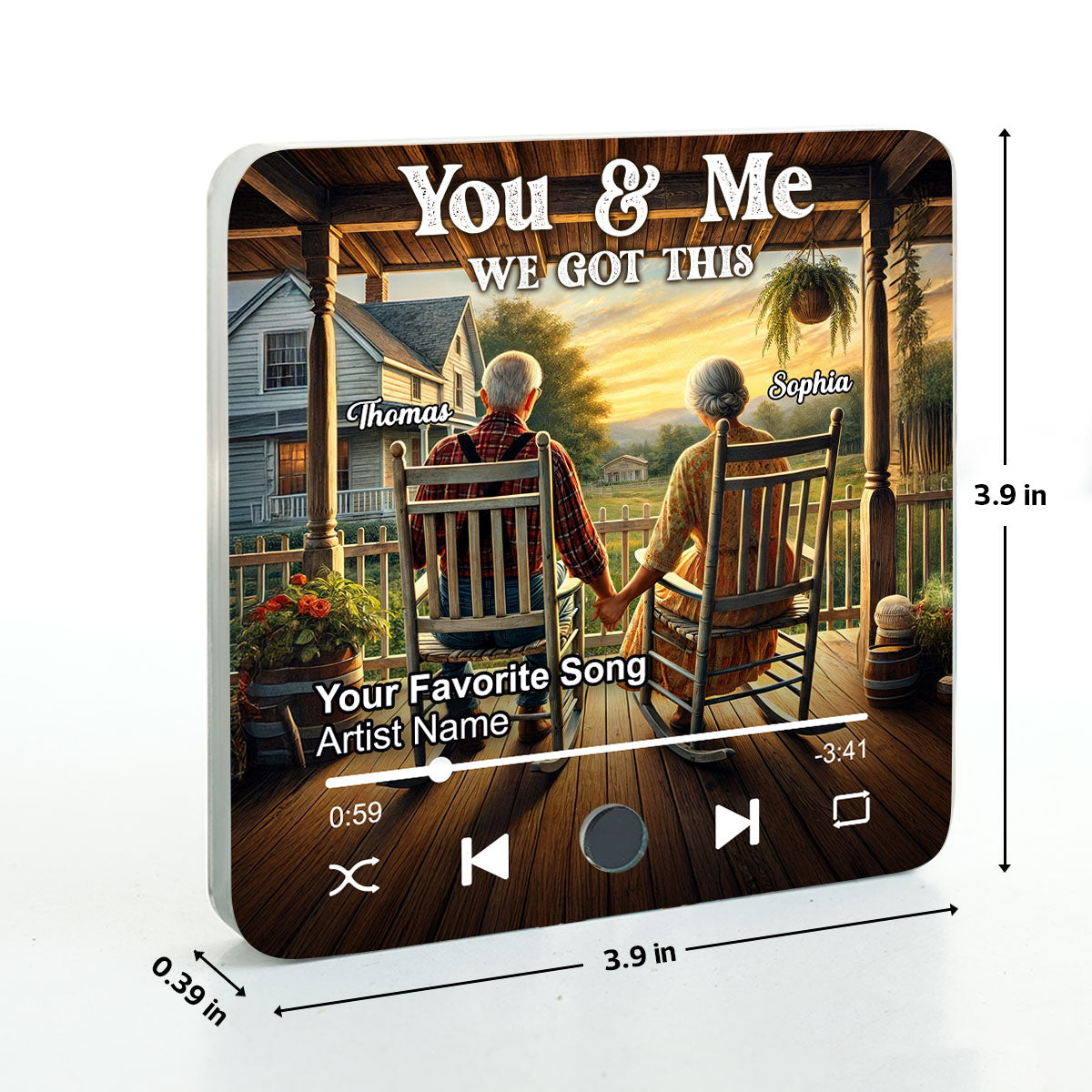 Old Couple Sitting On The Porch Personalized Music Fridge Magnet, Heartfelt Gift For Couple, For Him, For Her, Boyfriend, Girlfriend, Husband, Wife