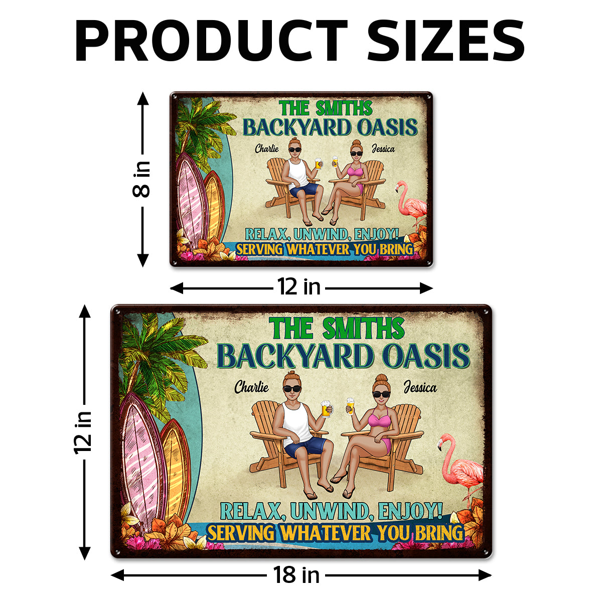 Backyard Oasis Serving Whatever You Bring, Personalized Metal Sign, Patio Decor, Pool Sign, Tiki Bar