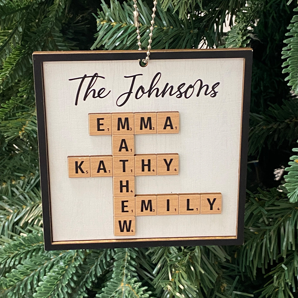 The Family Puzzle Crossword Art Christmas Decor Personalized 2-Layer Wooden Ornament