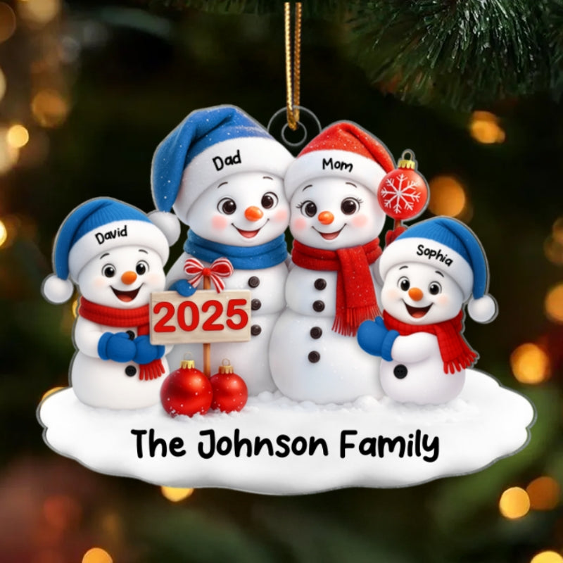 Family Snowmen 2025 - Personalized Acrylic Ornament - Festive Christmas Decor, Christmas Gift for Family