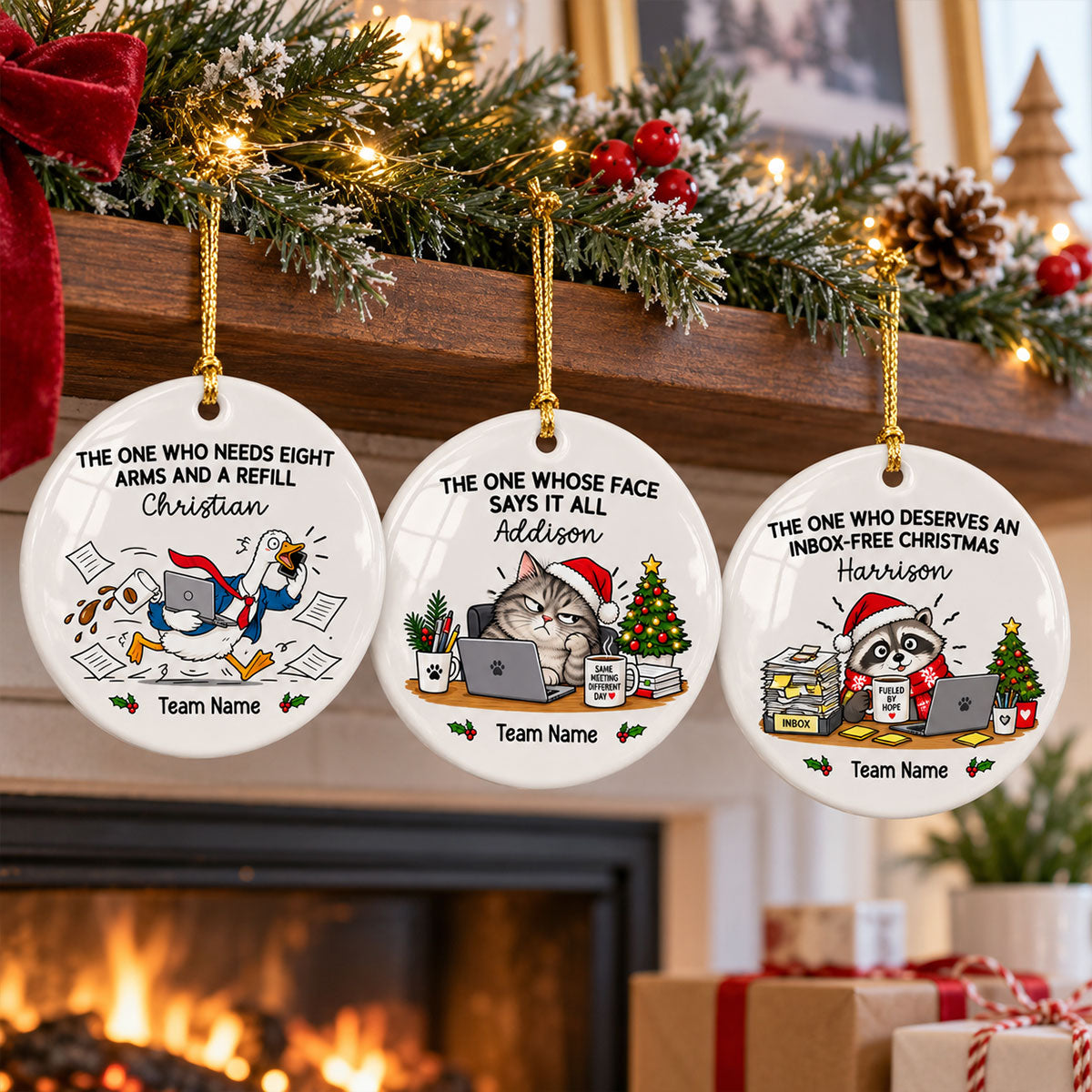Funny Office Character Workplace Identity - Personalized Ceramic Ornament - Funny Gift For Coworkers, Colleagues, Secret Santa Gift