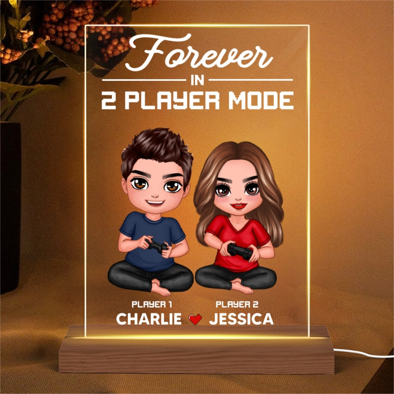 Gaming Couple Together Since Personalized Rectangle Acrylic Plaque With LED Night Light - Valentine‘s Day Gift - Anniversary Gift For Him - Gift For Her