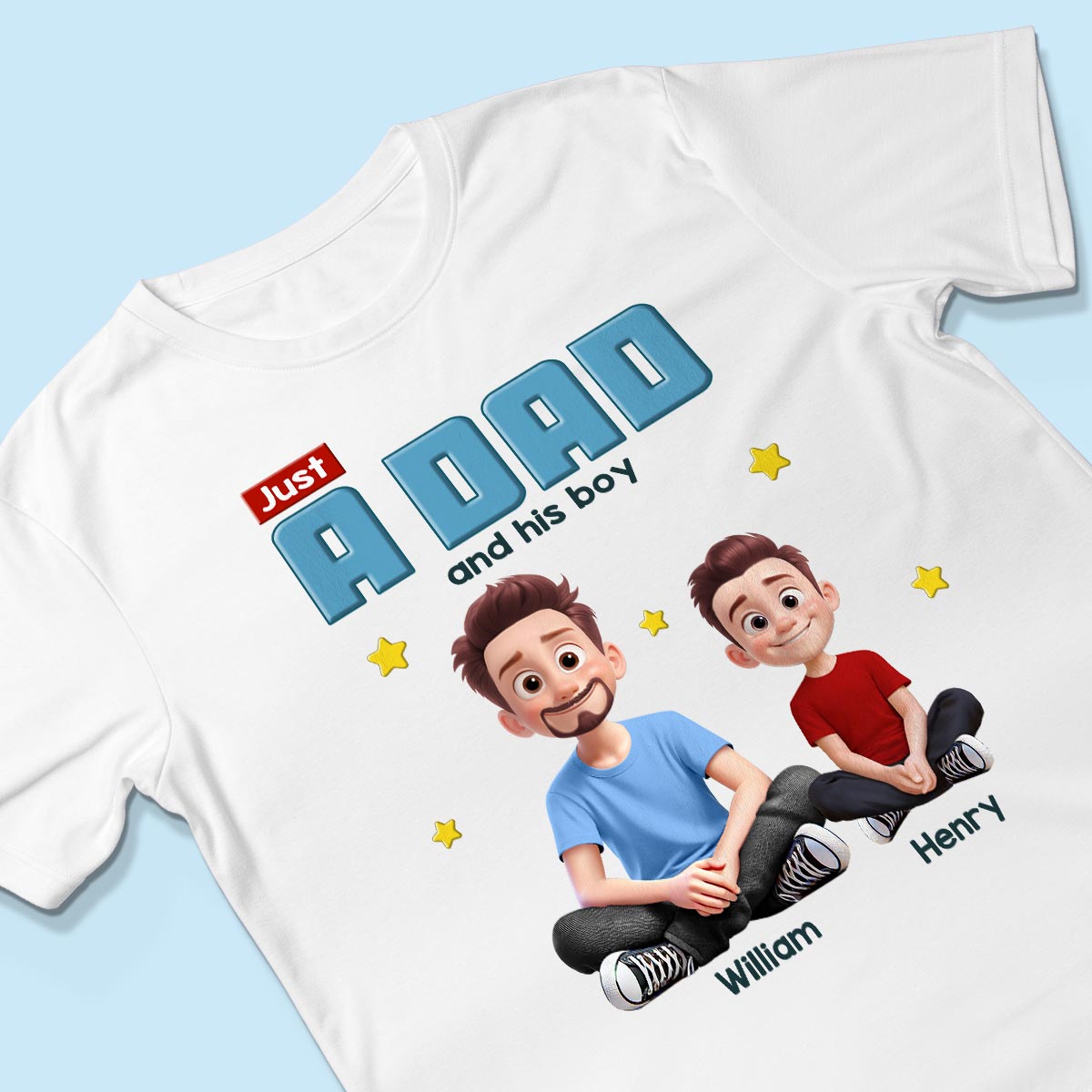 Just A Dad And His Kids Cartoon Funny Style Personalized Shirt, Gift For Dad