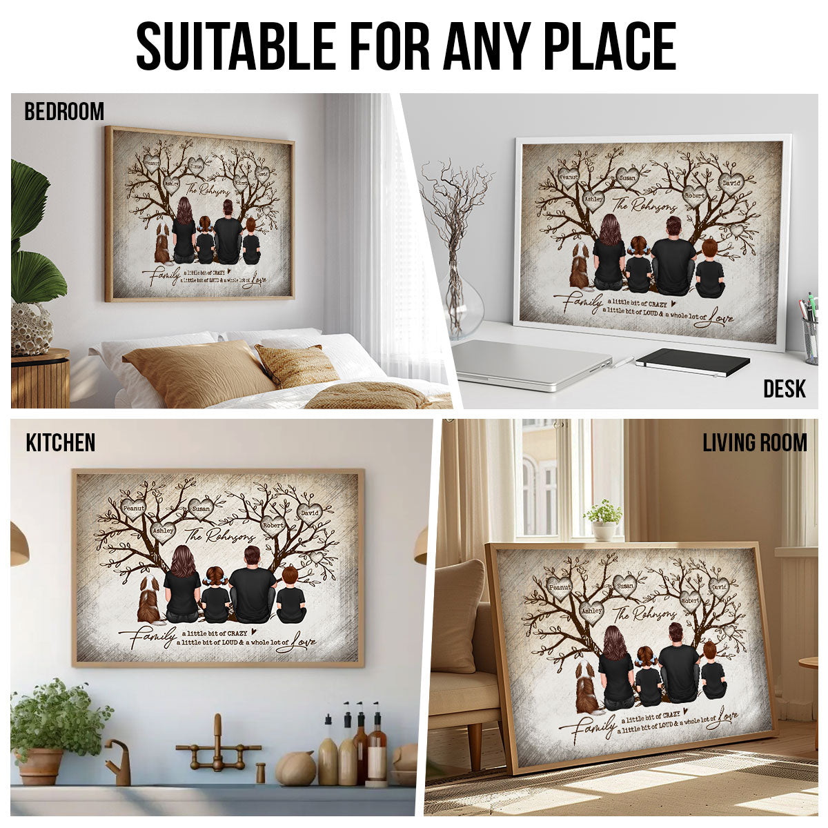 Family Heart Tree Sitting - Personalized Poster