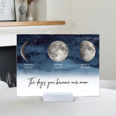 Starry Night Custom Birth Moon Phase The Day You Became Our Mom Personalized Acrylic Plaque