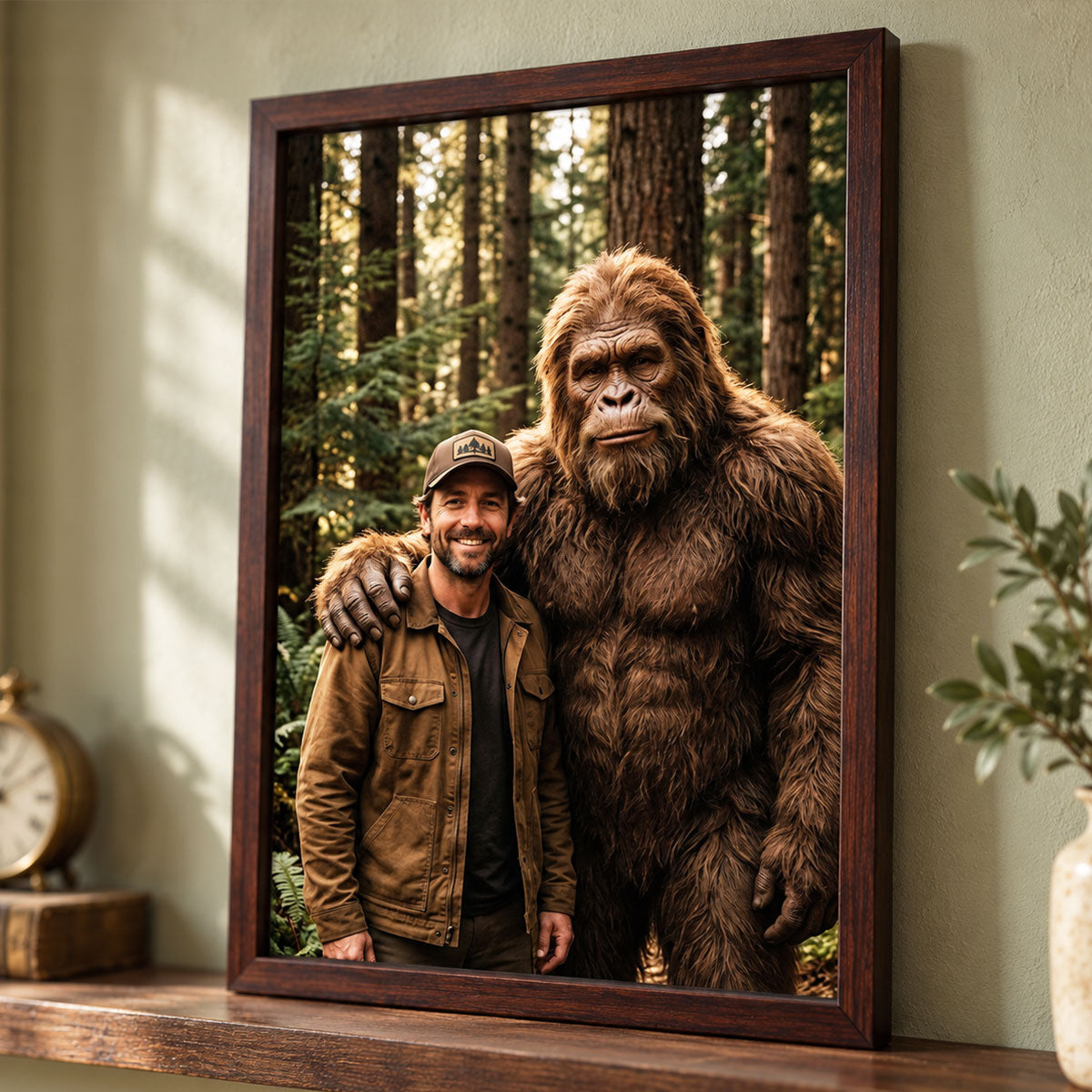 Custom Bigfoot Portrait from Photo - Personalized Poster - Vintage Christmas Gift for Dad, Husband