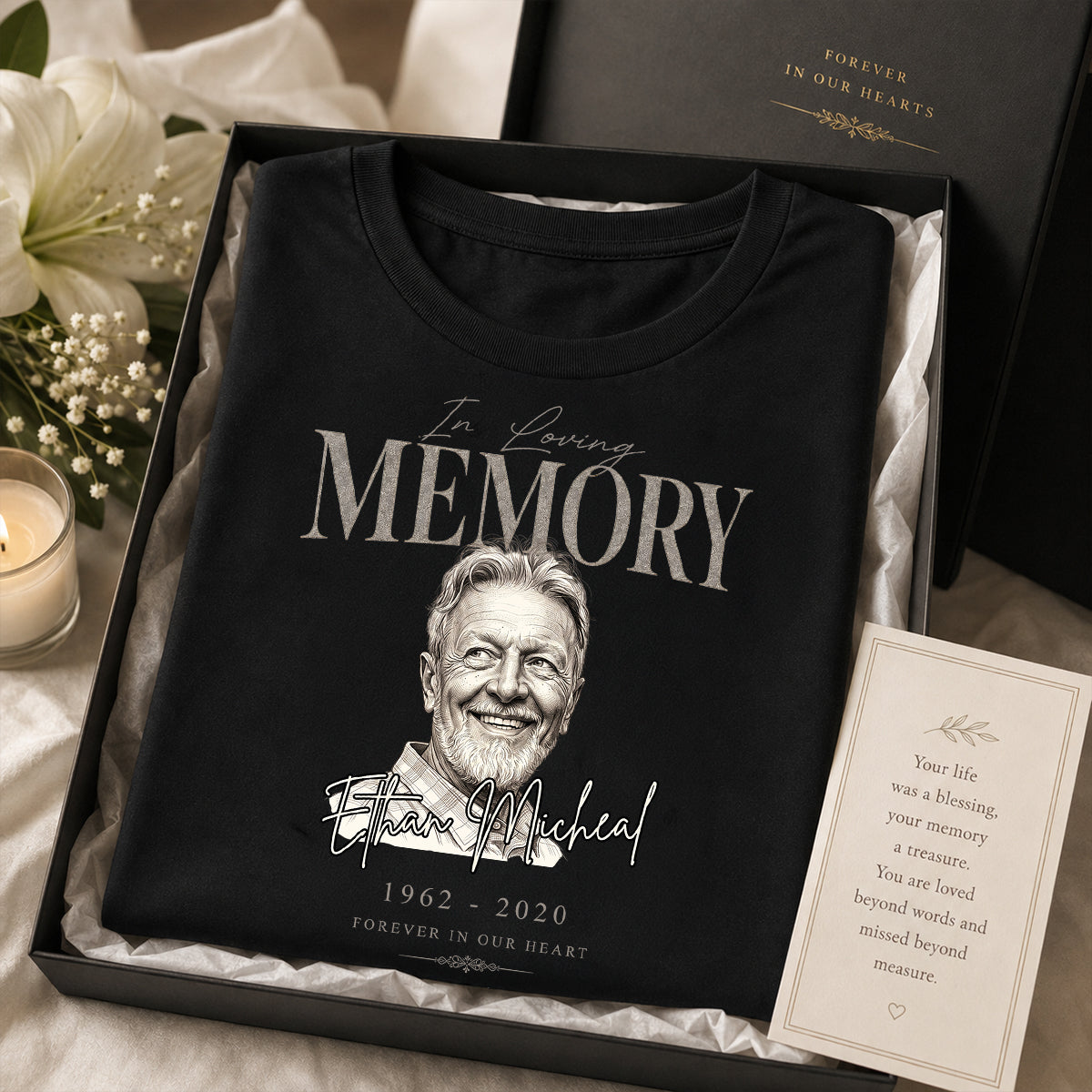 In Loving Memorial Forever In Our Hearts - Personalized Shirt - Memorial Sympathy Gift