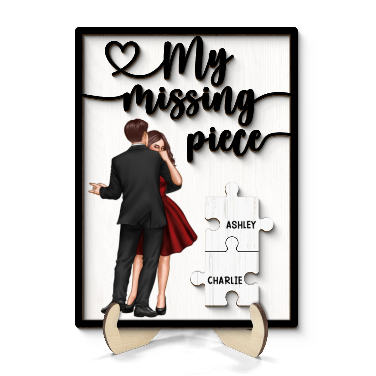 My Missing Piece Dancing Couple Personalized 2-Layer Wooden Plaque, Anniversary Gift,  Gift For Couple