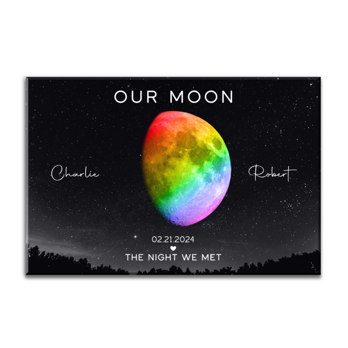 Our Moon LGBTQ Couple Gift Moon Phase Art Personalized Canvas, Pride Month Gift, Anniversary Gift