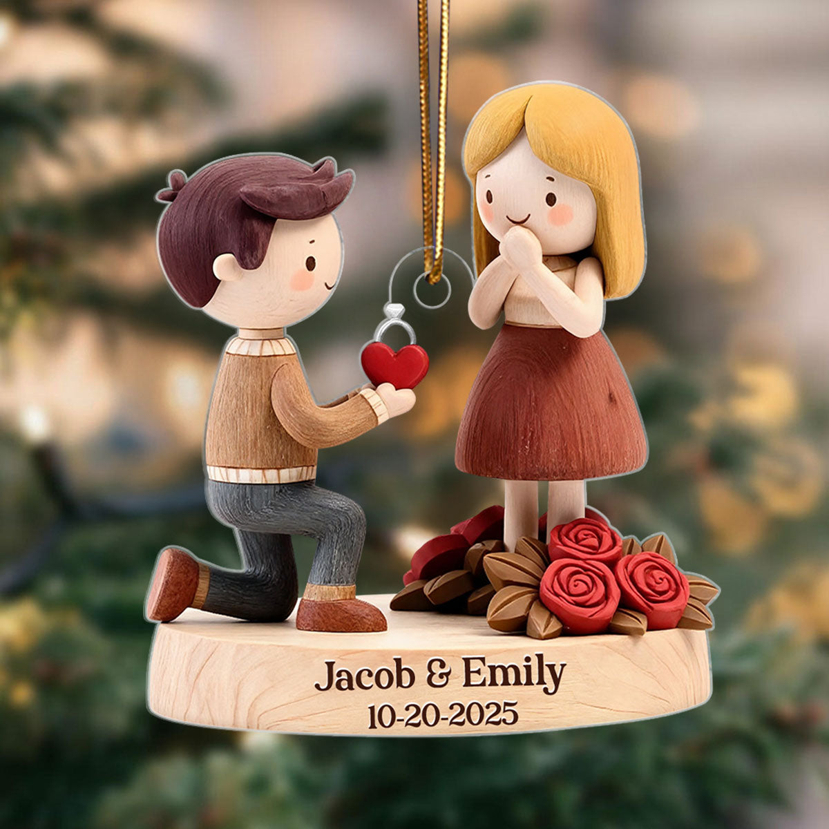 Couple Marriage Proposal Engagement 2025 - Personalized Acrylic Ornament - Custom She Said Yes Keepsake