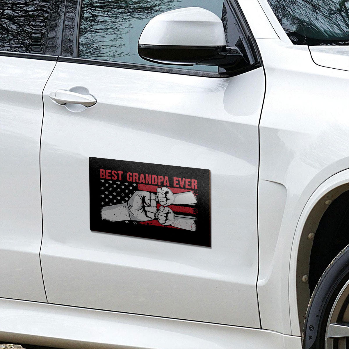 Grandpa Fist Bump Nation Flag Personalized Car Magnet, Gift For Grandpa