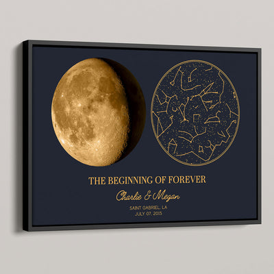 Custom Star Map And Moon Phase By Date & Location, The Night Sky Personalized Poster, Unique Heartfelt Gift for him & for her, The Night We Met Anniversary Gift