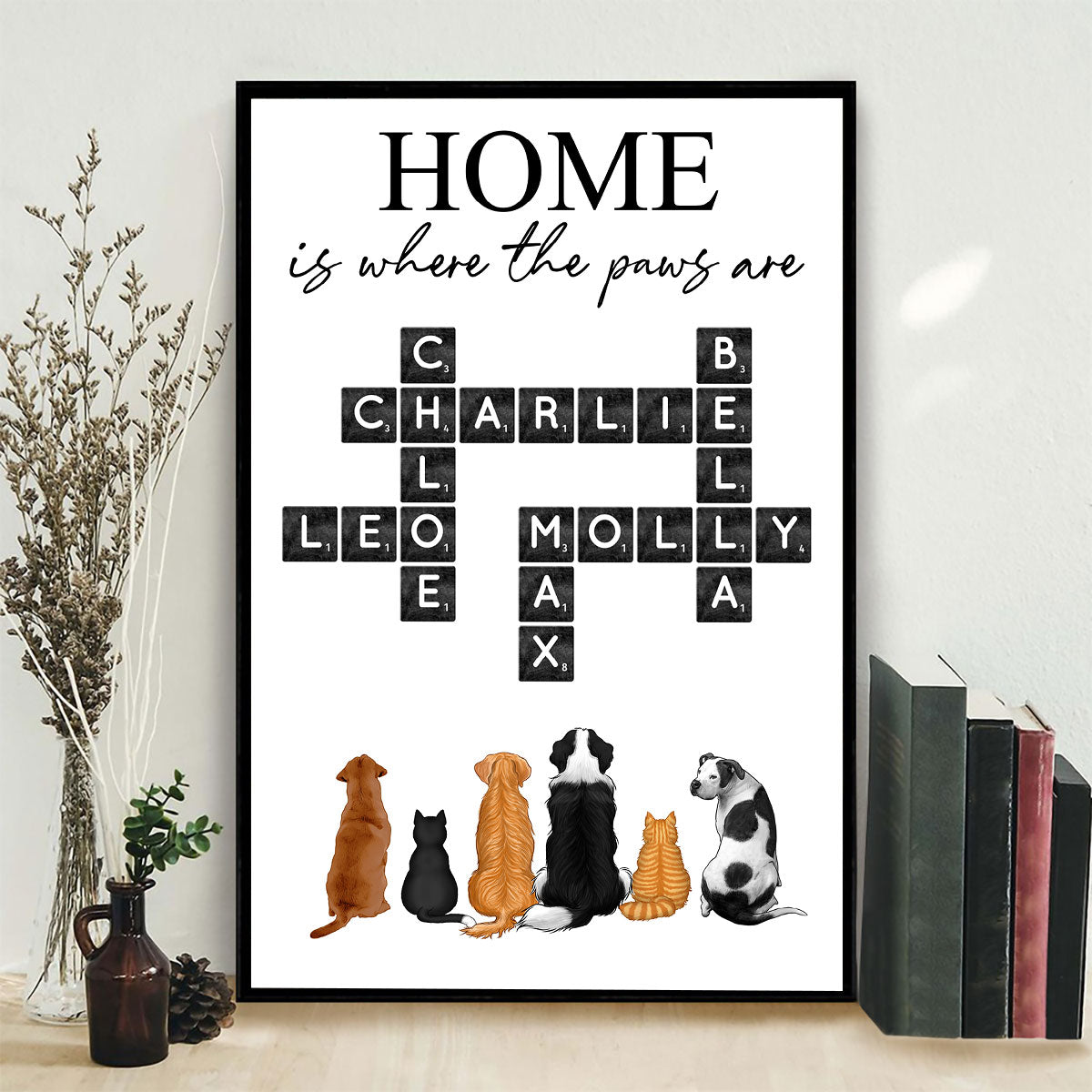 Home Is Where The Paws Are Crossword Puzzle Art Pet Lover Home Decor Personalized Poster