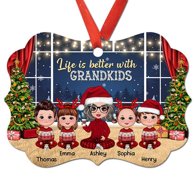 Grandma Grandkids Sitting By Window Personalized Christmas Ornament